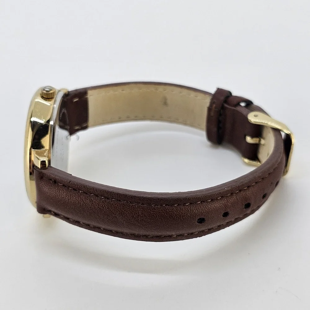 Women's World Map Watch 36MM Multicolor Dial Brown Leather Bands NEW Battery